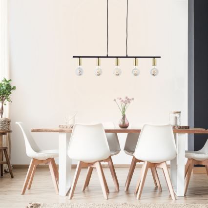 Brilliant - Lampa wisząca na linku KERRY 5xE27/40W/230V czarny/mosiądz