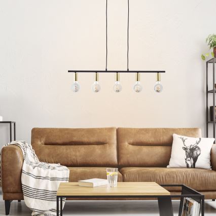 Brilliant - Lampa wisząca na linku KERRY 5xE27/40W/230V czarny/mosiądz