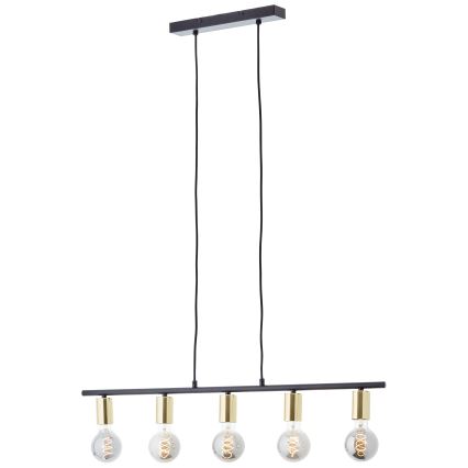 Brilliant - Lampa wisząca na linku KERRY 5xE27/40W/230V czarny/mosiądz