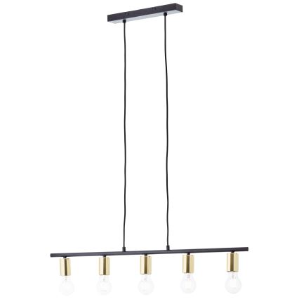 Brilliant - Lampa wisząca na linku KERRY 5xE27/40W/230V czarny/mosiądz