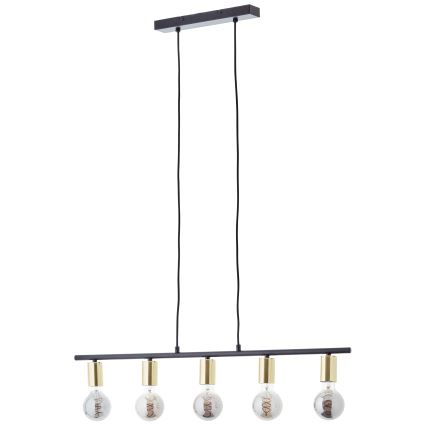 Brilliant - Lampa wisząca na linku KERRY 5xE27/40W/230V czarny/mosiądz