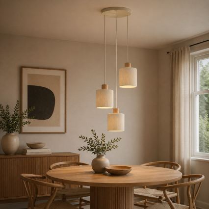 Brilliant - Lampa wisząca na przewodzie ARLO 3xE27/20W/230V Ø 40 cm kremowa