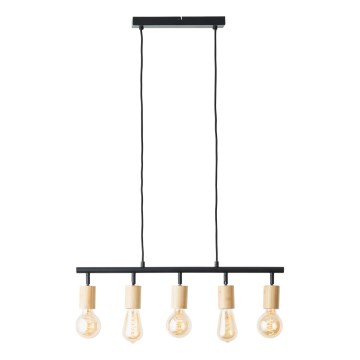 Brilliant - Lampa wisząca na przewodzie TIFFANY 5xE27/28W/230V czarna/bambus