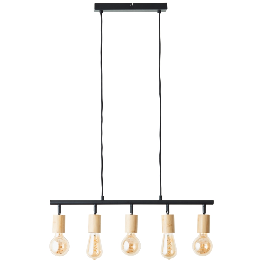 Brilliant - Lampa wisząca na przewodzie TIFFANY 5xE27/28W/230V czarna/bambus