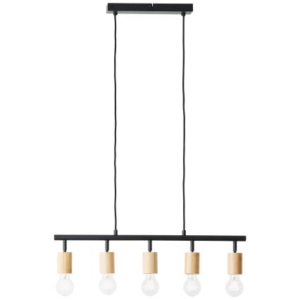 Brilliant - Lampa wisząca na przewodzie TIFFANY 5xE27/28W/230V czarna/bambus