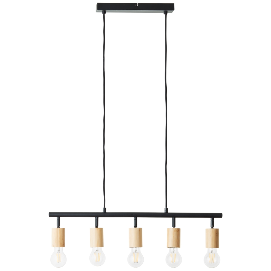 Brilliant - Lampa wisząca na przewodzie TIFFANY 5xE27/28W/230V czarna/bambus