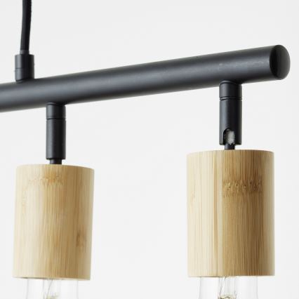 Brilliant - Lampa wisząca na przewodzie TIFFANY 5xE27/28W/230V czarna/bambus
