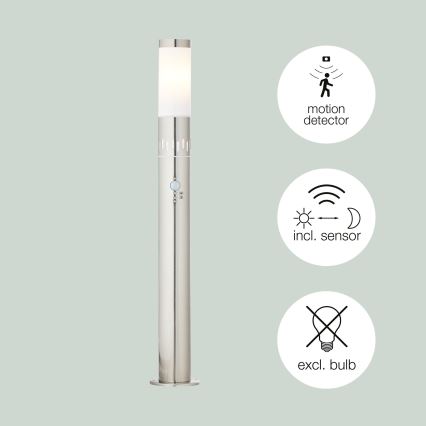 Brilliant - Lampa zewnętrzna LED z czujnikiem LEIGH LED/0,9W/230V + 1xE27/11W 80 cm IP44 chrom błyszczący