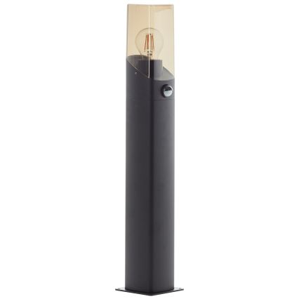 Brilliant - Lampa zewnętrzna z czujnikiem MINOU 1xE27/10W/230V IP44 czarna/dym