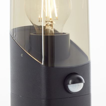 Brilliant - Lampa zewnętrzna z czujnikiem MINOU 1xE27/10W/230V IP44 czarna/dym