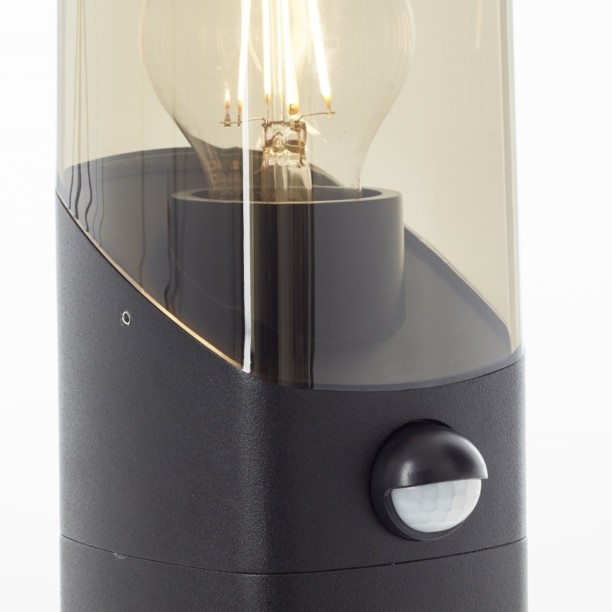 Brilliant - Lampa zewnętrzna z czujnikiem MINOU 1xE27/10W/230V IP44 czarna/dym