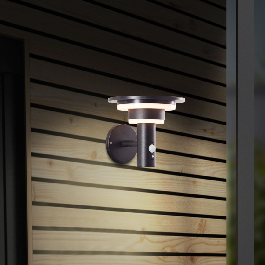 Brilliant - LED Kinkiet solarny z czujnikiem GARVINA LED/3W/3,7V IP44 czarny