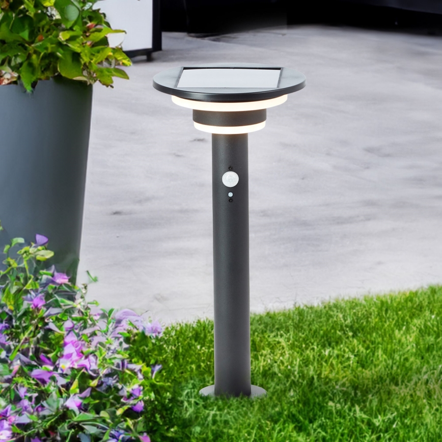 Brilliant - LED Lampa solarna z czujnikiem GARVINA LED/3W/3,7V 2000 mAh 45 cm IP44 czarny