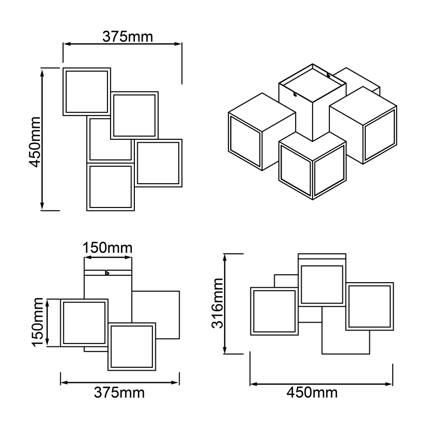 Brilliant - LED Plafon CUBIX 5xLED/7,6W/230V 3000K biały
