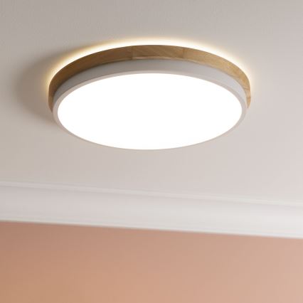 Brilliant - LED Plafon ściemnialny BAARLO LED/24W/230V śr. 35 cm biały/figowiec - FSC certyfikowano