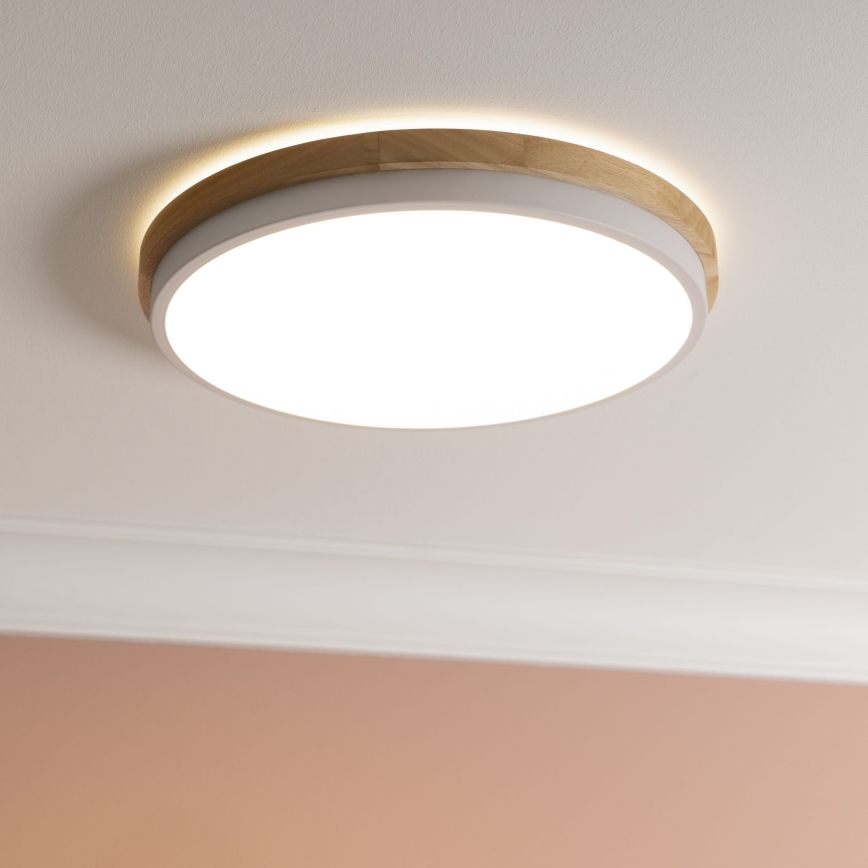 Brilliant - LED Plafon ściemnialny BAARLO LED/24W/230V śr. 35 cm biały/figowiec - FSC certyfikowano