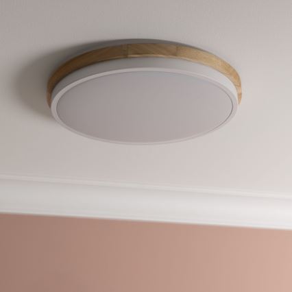 Brilliant - LED Plafon ściemnialny BAARLO LED/24W/230V śr. 35 cm biały/figowiec - FSC certyfikowano