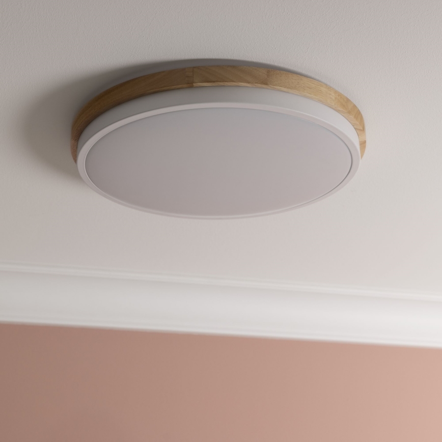 Brilliant - LED Plafon ściemnialny BAARLO LED/24W/230V śr. 35 cm biały/figowiec - FSC certyfikowano