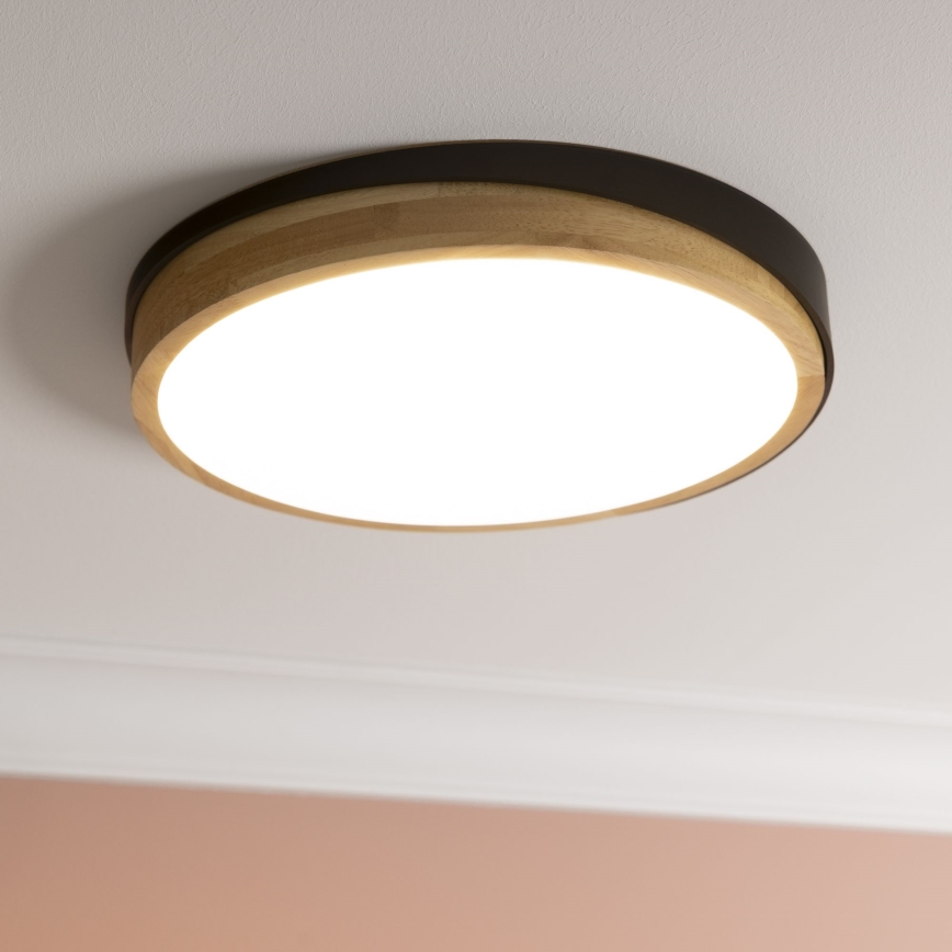 Brilliant - LED Plafon ściemnialny BAARLO LED/24W/230V śr. 35 cm czarny/figowiec - FSC certyfikowano