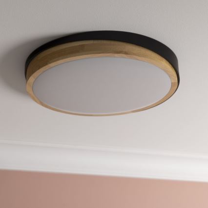 Brilliant - LED Plafon ściemnialny BAARLO LED/24W/230V śr. 35 cm czarny/figowiec - FSC certyfikowano