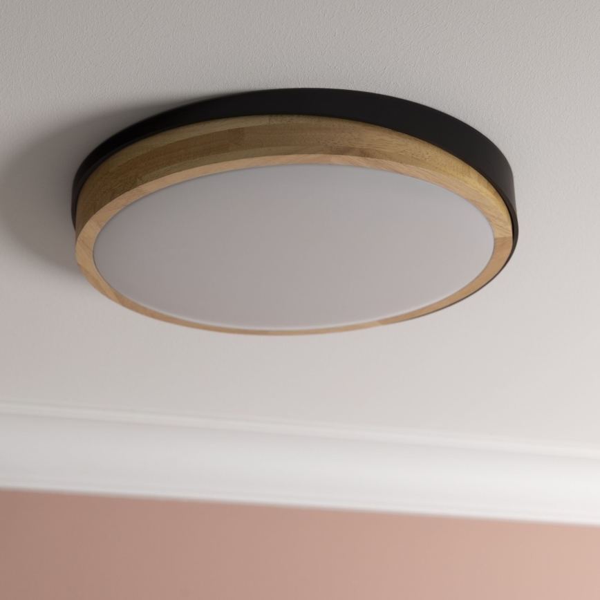Brilliant - LED Plafon ściemnialny BAARLO LED/24W/230V śr. 35 cm czarny/figowiec - FSC certyfikowano