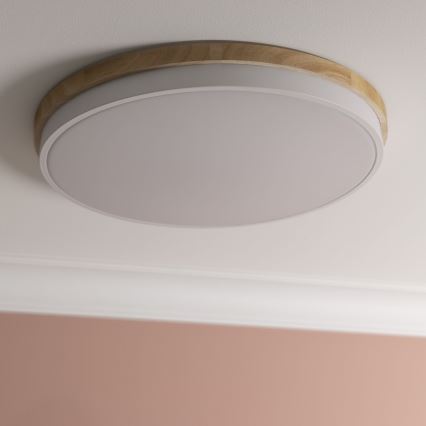 Brilliant - LED Plafon ściemnialny BAARLO LED/36W/230V 3000-6500K śr. 50 cm biały/figowiec + zdalne sterowanie