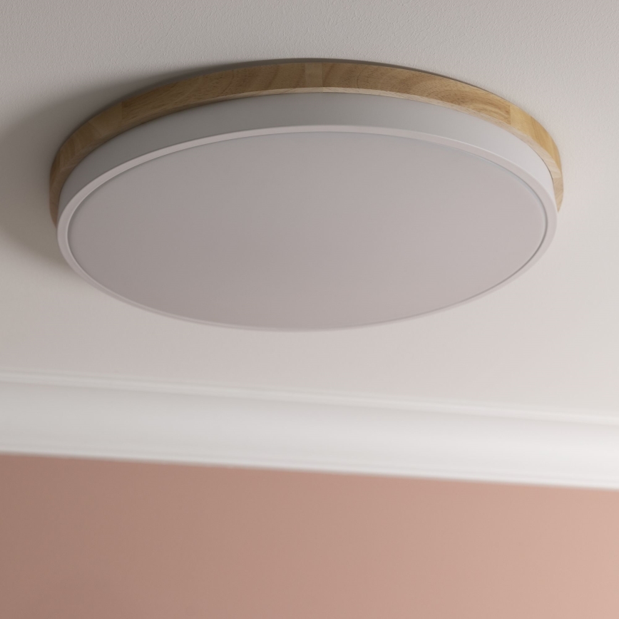 Brilliant - LED Plafon ściemnialny BAARLO LED/36W/230V 3000-6500K śr. 50 cm biały/figowiec + zdalne sterowanie