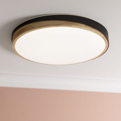 Brilliant - LED Plafon ściemnialny BAARLO LED/36W/230V 3000-6500K śr. 50 cm czarny/figowiec + zdalne sterowanie