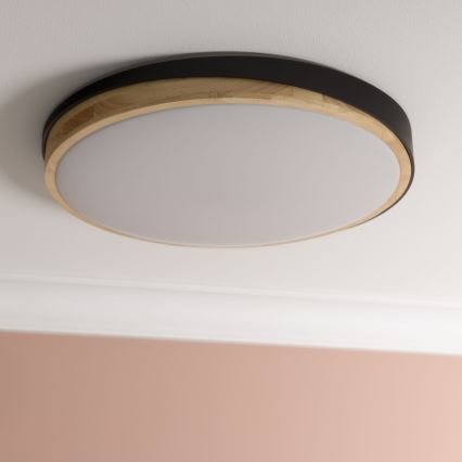 Brilliant - LED Plafon ściemnialny BAARLO LED/36W/230V 3000-6500K śr. 50 cm czarny/figowiec + zdalne sterowanie