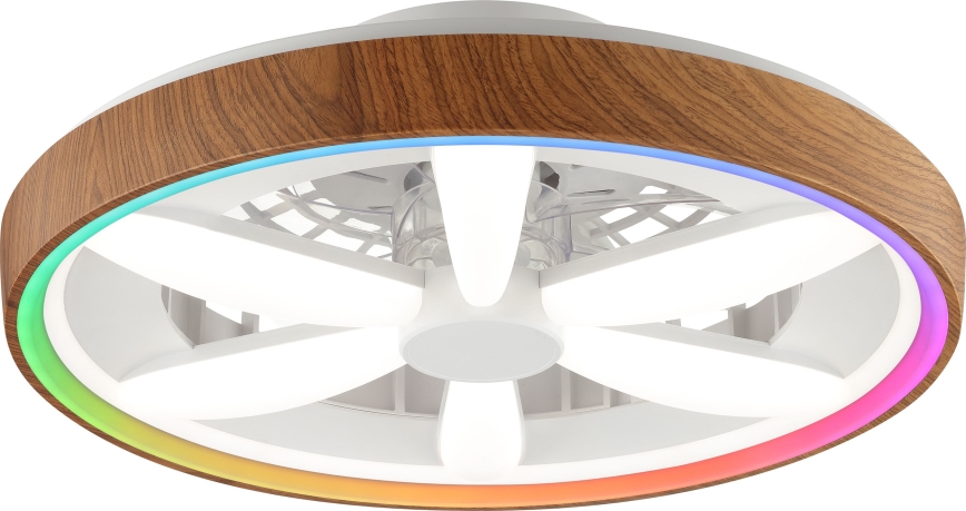 Brilliant - LED RGBW Ściemnialny wentylator sufitowy GAIANO LED/24W/230V 2700-6500K śr. 48 cm brązowy + zdalne sterowanie