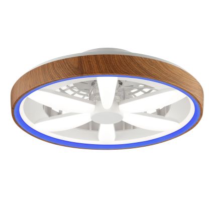 Brilliant - LED RGBW Ściemnialny wentylator sufitowy GAIANO LED/24W/230V 2700-6500K śr. 48 cm brązowy + zdalne sterowanie