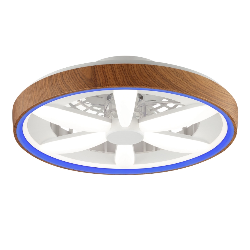 Brilliant - LED RGBW Ściemnialny wentylator sufitowy GAIANO LED/24W/230V 2700-6500K śr. 48 cm brązowy + zdalne sterowanie