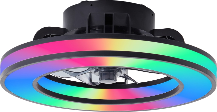 Brilliant - LED RGBW Ściemnialny wentylator sufitowy MONDELLO LED/26W/230V 2700-6500K śr. 41 cm czarny + zdalne sterowanie