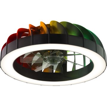 Brilliant - LED RGBW Ściemnialny wentylator sufitowy ze światłem FANORA LED/30W/230V 2700-6500K śr. 46 cm czarny + zdalne sterowanie