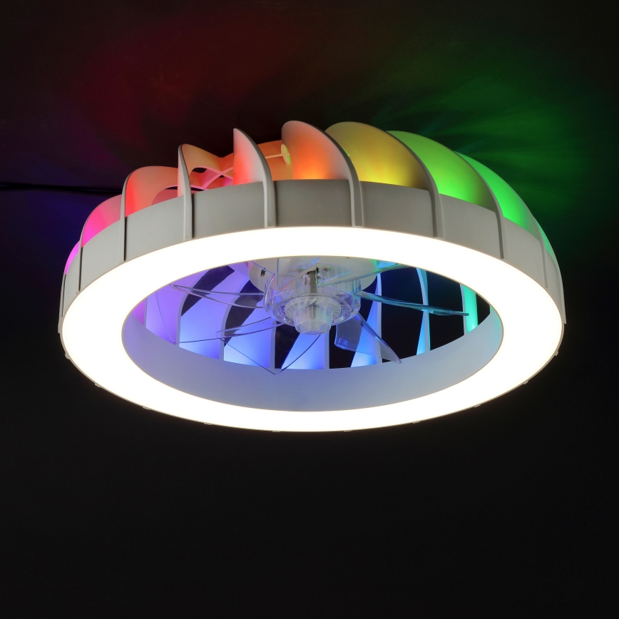 Brilliant - LED RGBW Ściemnialny wentylator sufitowy ze światłem FANORA LED/30W/230V 2700-6500K śr. 46 cm biały + zdalne sterowanie