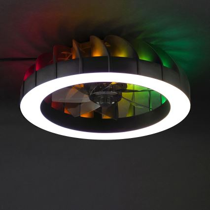 Brilliant - LED RGBW Ściemnialny wentylator sufitowy ze światłem FANORA LED/30W/230V 2700-6500K śr. 46 cm czarny + zdalne sterowanie