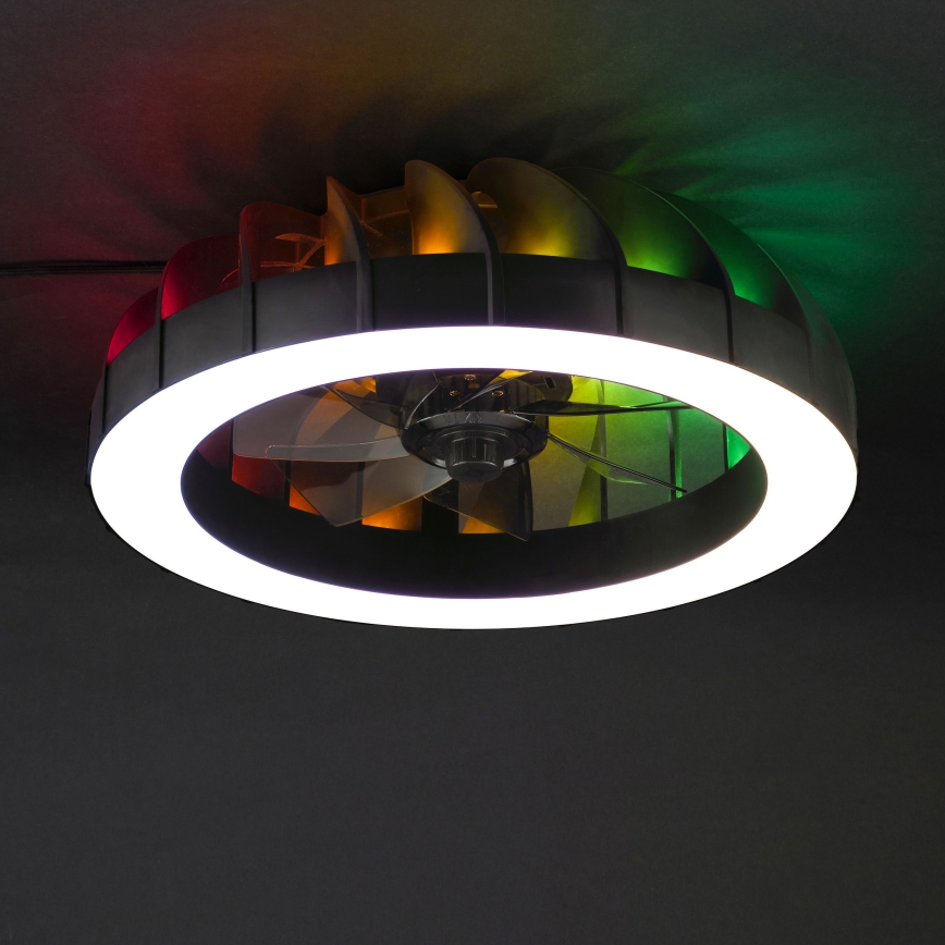 Brilliant - LED RGBW Ściemnialny wentylator sufitowy ze światłem FANORA LED/30W/230V 2700-6500K śr. 46 cm czarny + zdalne sterowanie