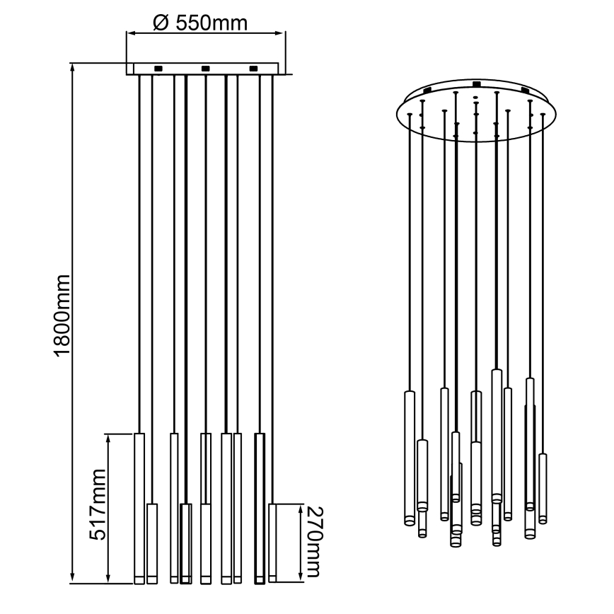 Brilliant - LED ściemnialny żyrandol na lince CEMBALO LED/70W/230V matowy chrom/czarny/brązowy