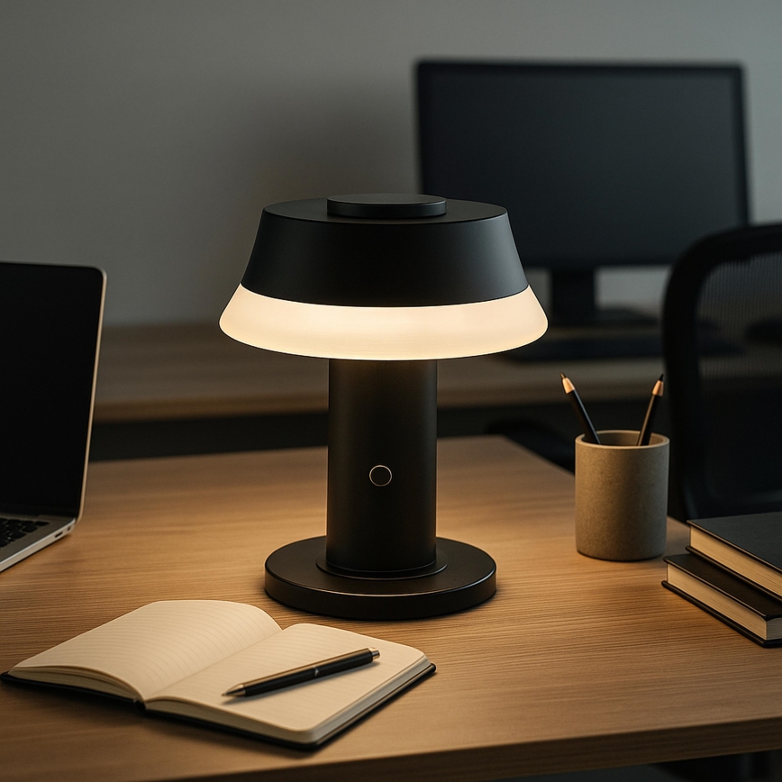 Brilliant - Dotykowa, ściemniana, ładowalna lampa stołowa KINICH LED/2,5W/5V 2700K 2600 mAh czarna