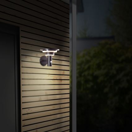 Brilliant - LED solarny kinkiet ścienny z czujnikiem GARVINA LED/3W/3,7V 2000 mAh IP44 czarny