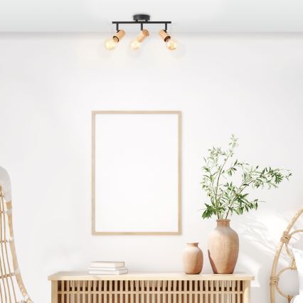 Brilliant - Oprawa punktowa KERRY 3xE27/40W/230V czarna/bambus