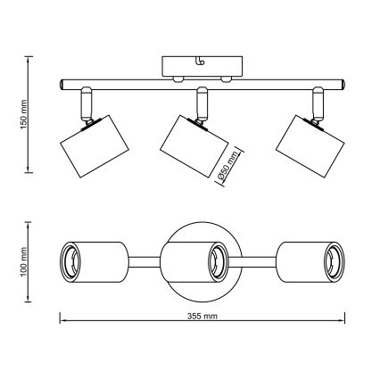 Brilliant - Oprawa punktowa KERRY 3xE27/40W/230V czarna/bambus