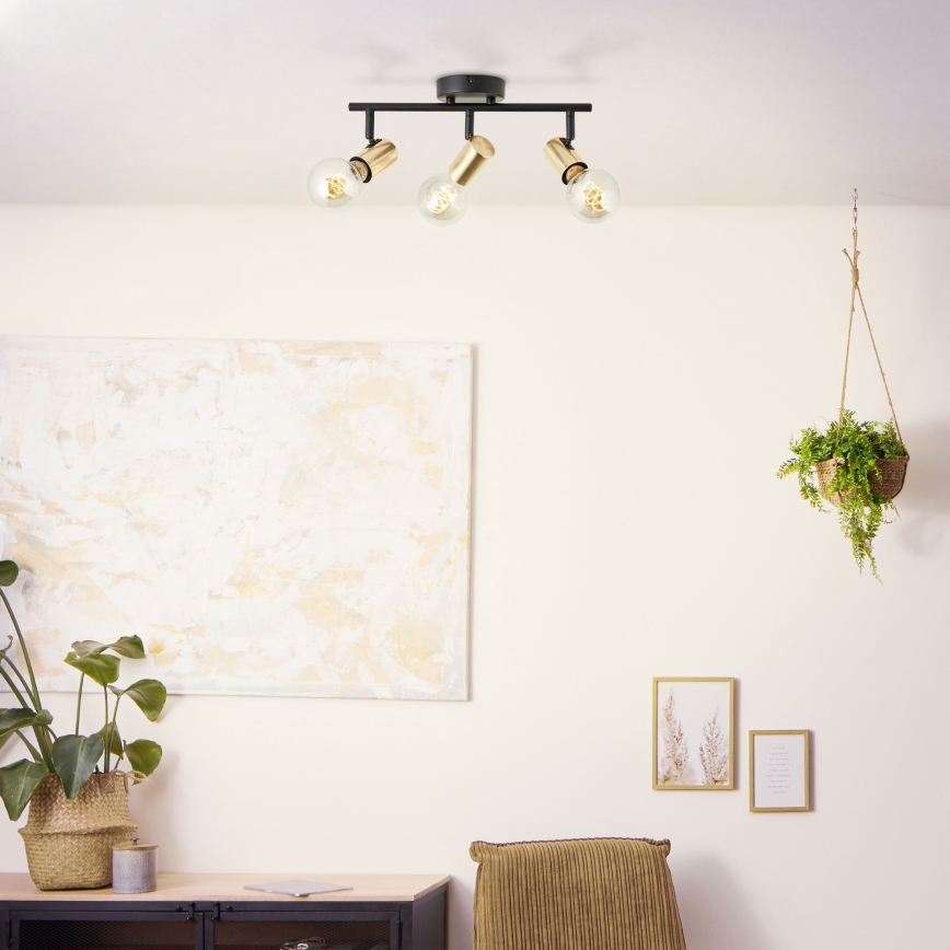 Brilliant - Oprawa punktowa KERRY 3xE27/40W/230V czarna/mosiężna