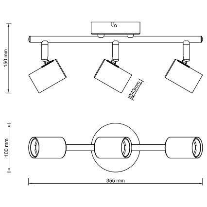 Brilliant - Oprawa punktowa KERRY 3xE27/40W/230V czarna/mosiężna