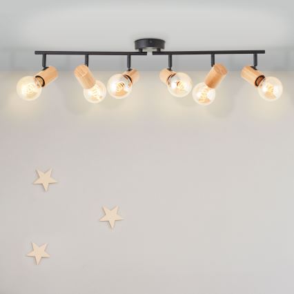 Brilliant - Oprawa punktowa KERRY 6xE27/40W/230V czarny/bambus