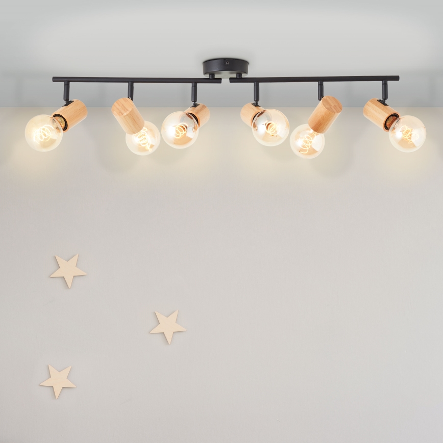 Brilliant - Oprawa punktowa KERRY 6xE27/40W/230V czarny/bambus