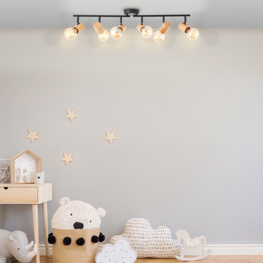 Brilliant - Oprawa punktowa KERRY 6xE27/40W/230V czarny/bambus