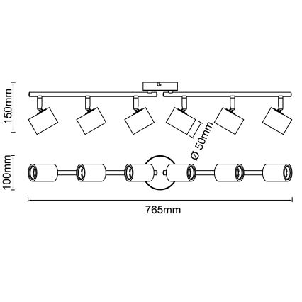 Brilliant - Oprawa punktowa KERRY 6xE27/40W/230V czarny/bambus