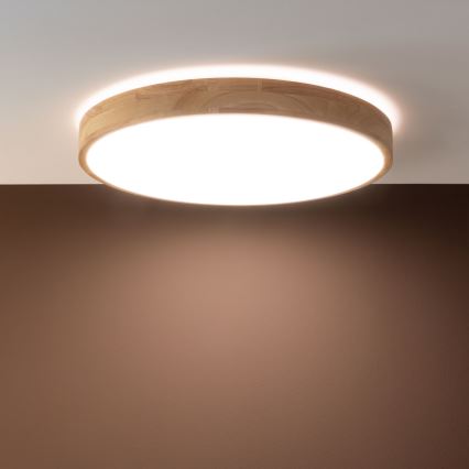 Brilliant - ściemnialna lampa sufitowa LED SLIMLINE LED/60W/230V 3000-6500K śr. 45 cm drewno kauczukowe + z pilotem