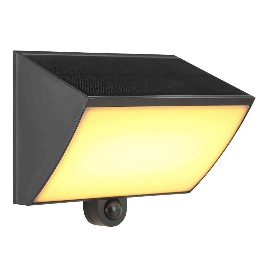 Brilliant - LED solarny kinkiet z czujnikiem SIERRA LED/6W/3,7V 2700/4000/6500K 2000 mAh IP54 czarny